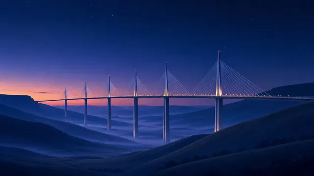 Bridge wallpaper: Millau Viaduct Bridge   dark
